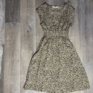 Ellison Tan and Black Leopard Print Midi Dress 0116